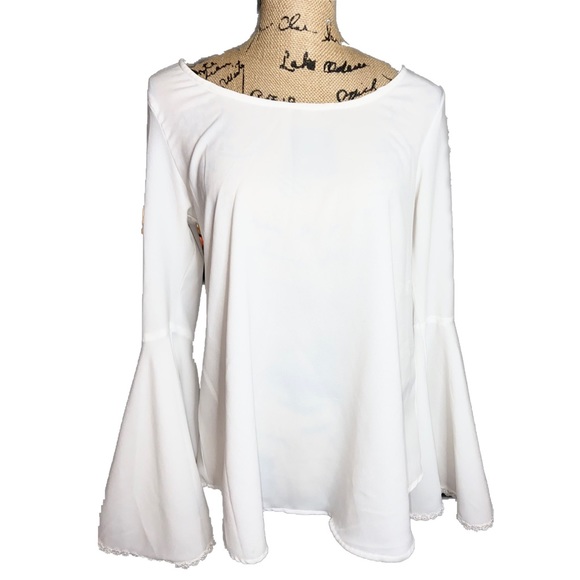 NWOT- Live 4 Truth Boho White Bell Sleeve Top